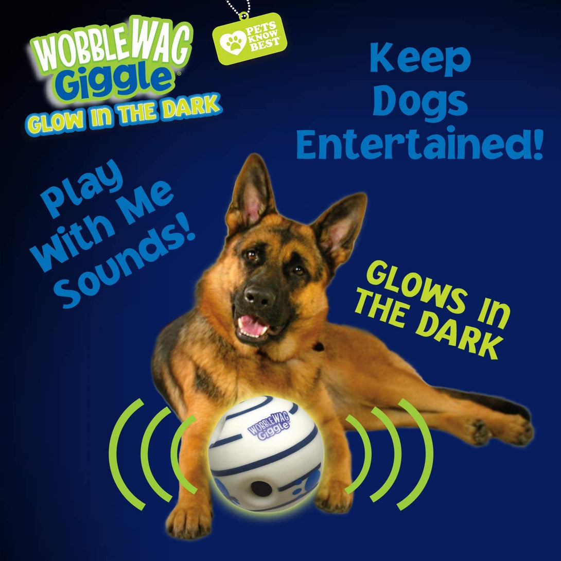 Wobble Wag Giggle Ball - Interactive Glow in the Dark Dog Toy, Giggle Sounds Keeps Dogs Busy and Entertained for Self Play, Pets Know Best