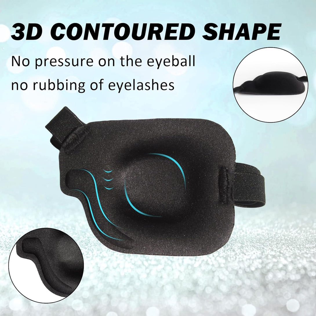 2Pcs 3D Eye Patches for Adults, Adjustable Medical Eyepatch for Lazy Eye, Black(Left Eye)