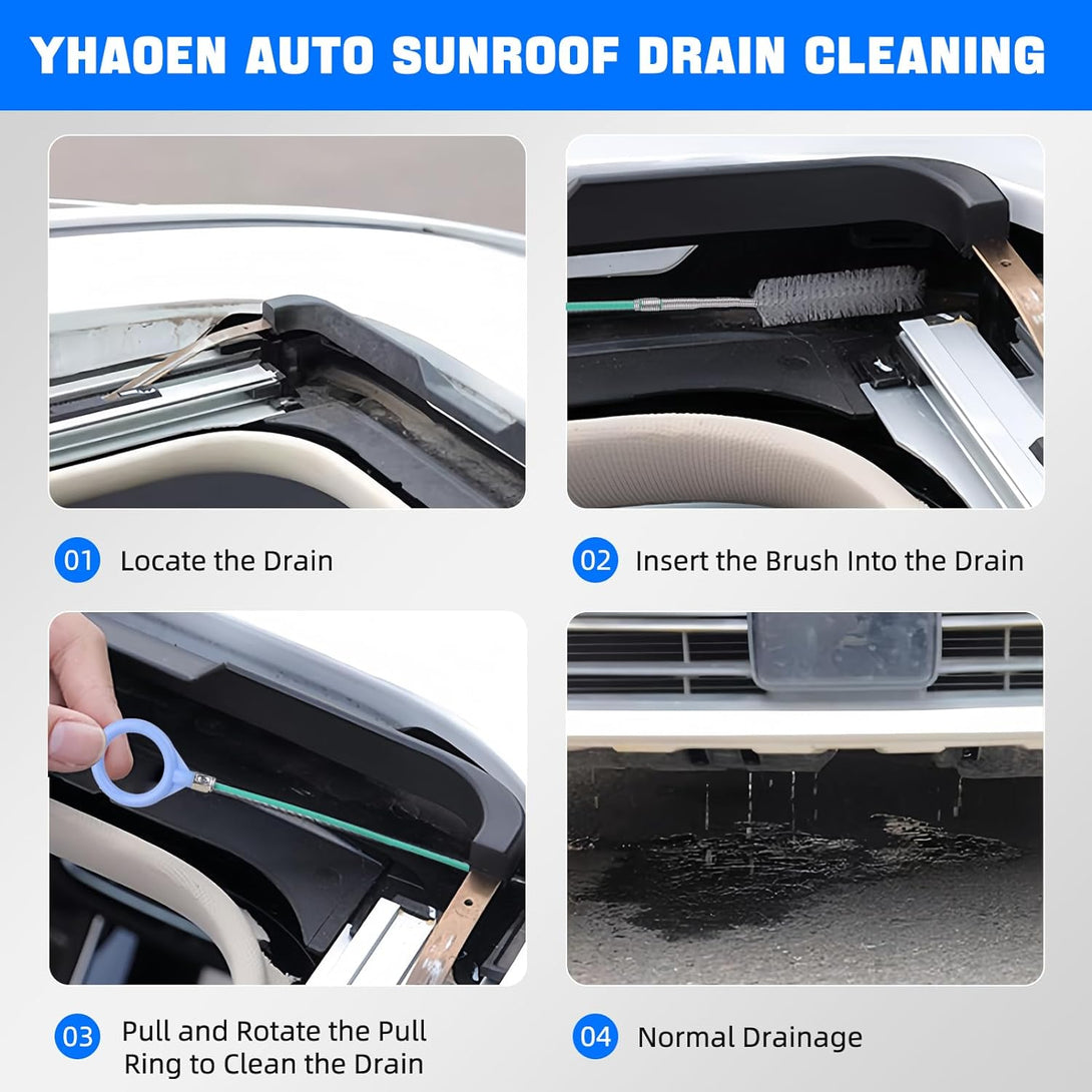 YHAOEN Auto Sunroof Drain Cleaning Tool, Upgraded 78" Flexible Drain Brush Long Pipe Cleaner for Car, Pipe Cleaning Brush Slim Drain Dredging Tool, Suitable for Car Sunroofs, Windshield Drain Hole