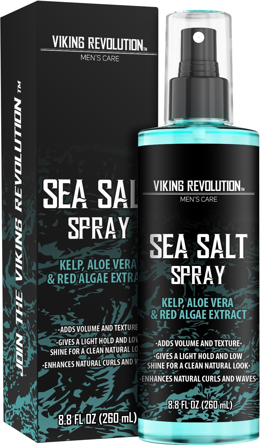 Viking Revolution Sea Salt Spray for Hair Men - Hair Texturizing Spray with Kelp, Aloe Vera and Red Algae Extract - Surf Spray to Add Volume and Texture Sea Salt Spray for Men Beach Hair Spray - 8.8Oz