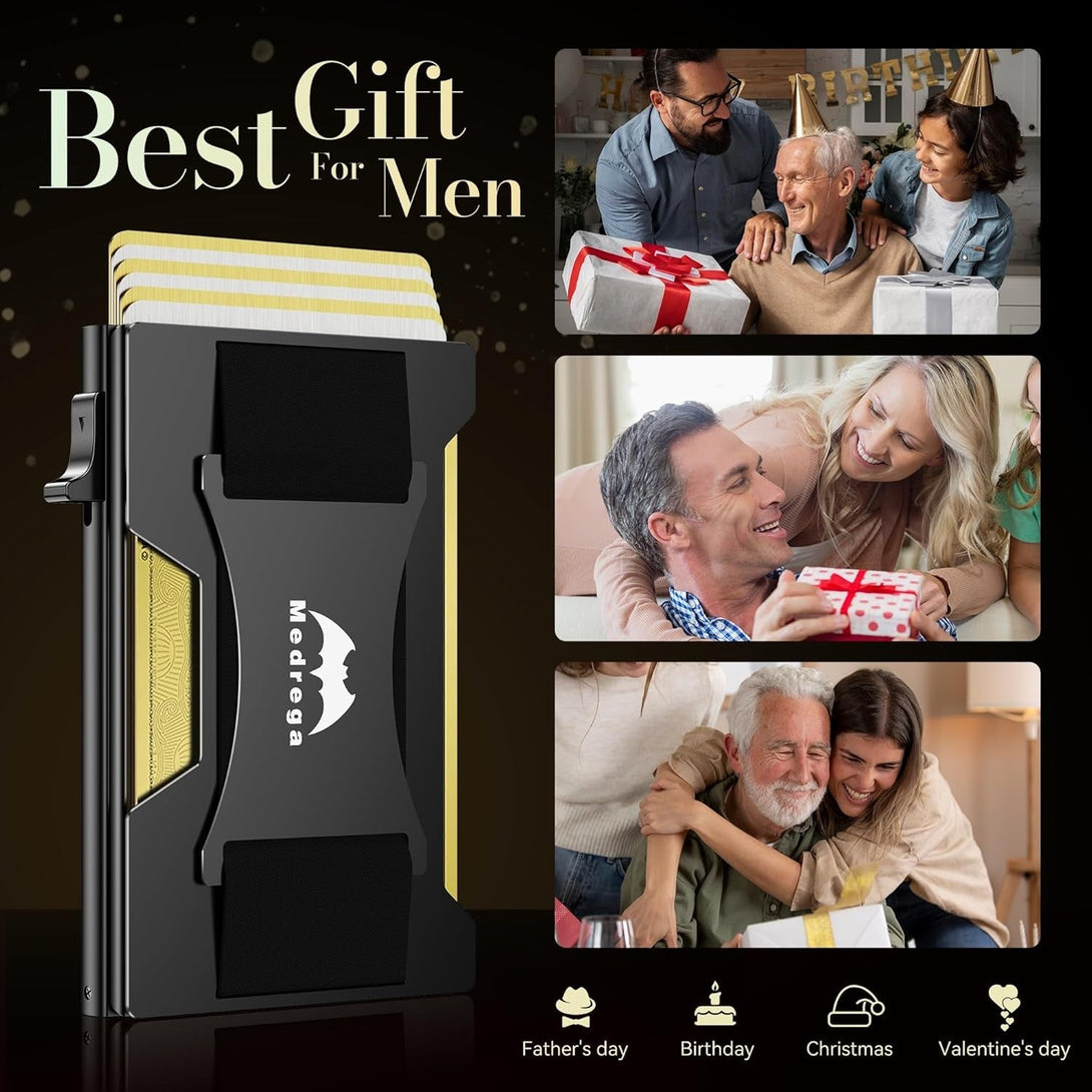 Smart Wallet for Men Slim Minimalist: Metal Pop up Wallet - RFID Front Pocket Credit Card Holder - Gift for Male Husband at Anniversay Brithday