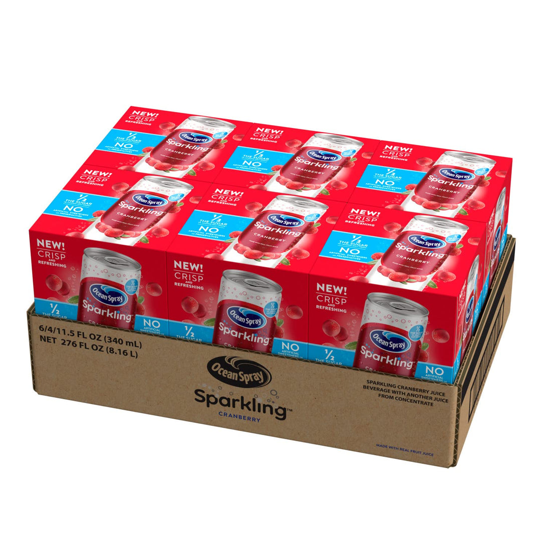 Ocean Spray® Sparkling Cranberry Juice Drink, 11.5 Fl Oz Cans, 4 Count (Pack of 6)