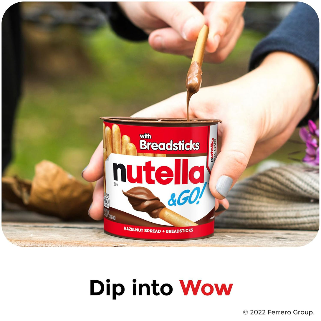 Nutella & GO! Bulk 12 Pack, Hazelnut and Cocoa Spread with Breadsticks, Stocking Stuffers, Snack Cups, 1.8 Oz Each​