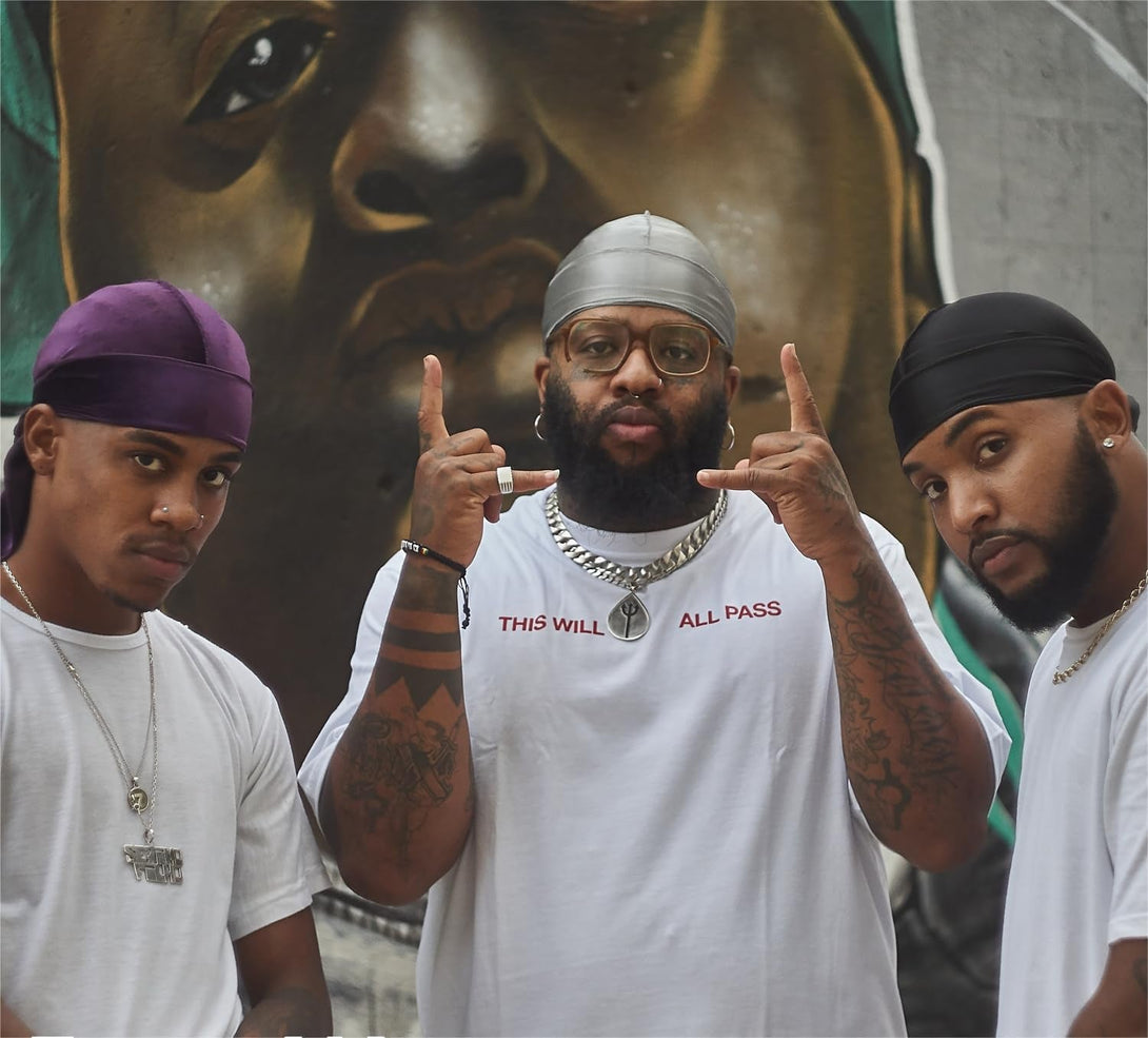 4PCS Silky Durags for Men Women 360 Waves with 1 Wave Cap, Silky Satin Durag Extra Long Tails