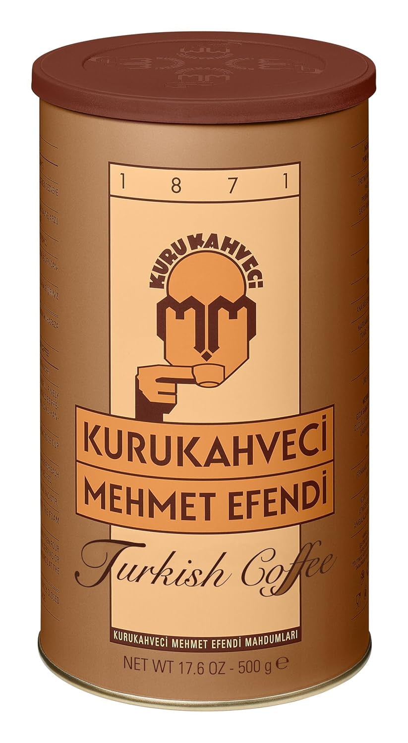 KURUKAHVECI MEHMET EFENDI Turkish Coffee, Arabica Beans, Roasted Ground,Rich Aroma, Fresh, Medium to Heavy-Bodied, Original Taste since 1871 (17.6 OZ / 500 Gr)