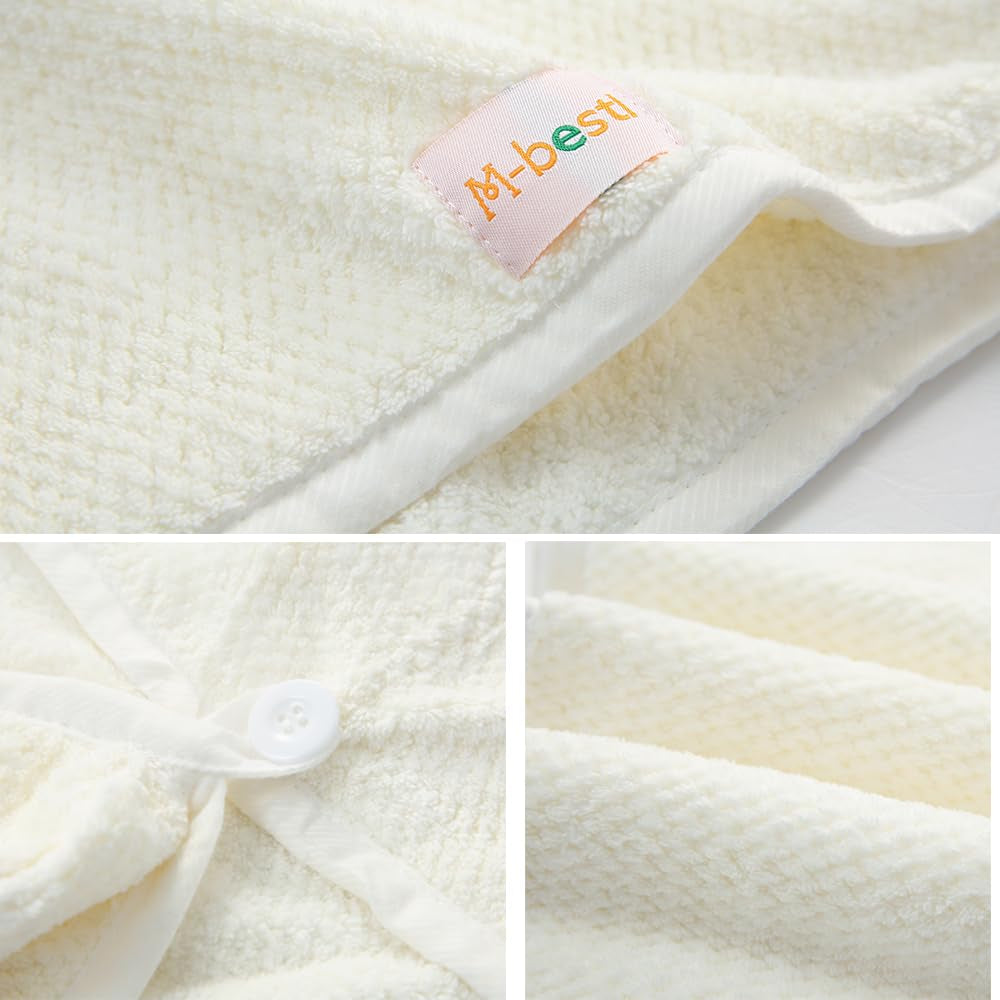 2 Pack Microfiber Hair Towel Wrap,Hair Drying Towel with Button, Absorbent and Soft,Anti-Frizz Head Towel to Dry Hair Quickly(Beige&Beige)