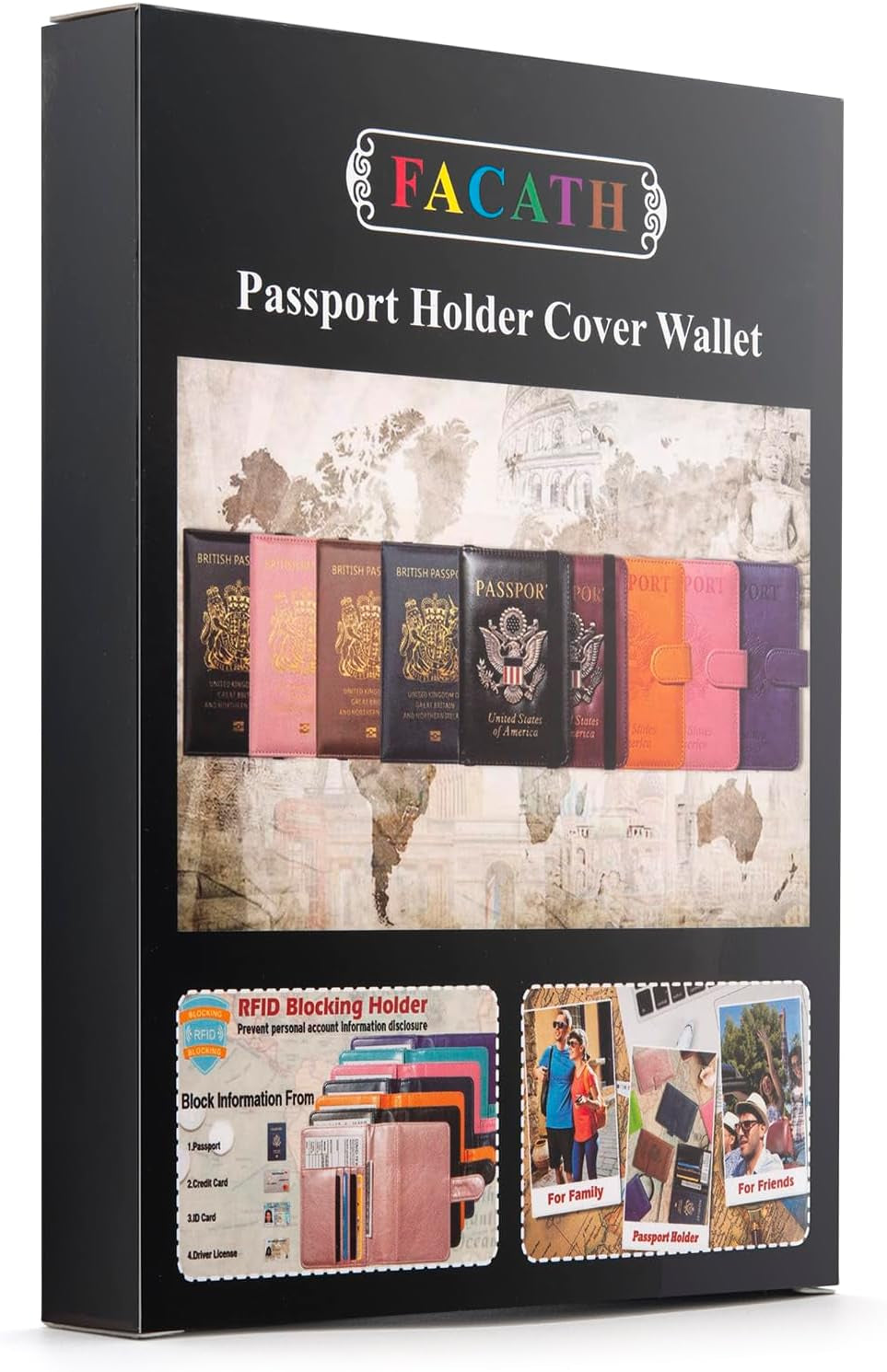 Passport Holder for Men Passport Cover Case Women Travel Wallet Case Passport Cards Protector Leather Card Case RFID Blocking Travel Accessories Document Organizer - Black