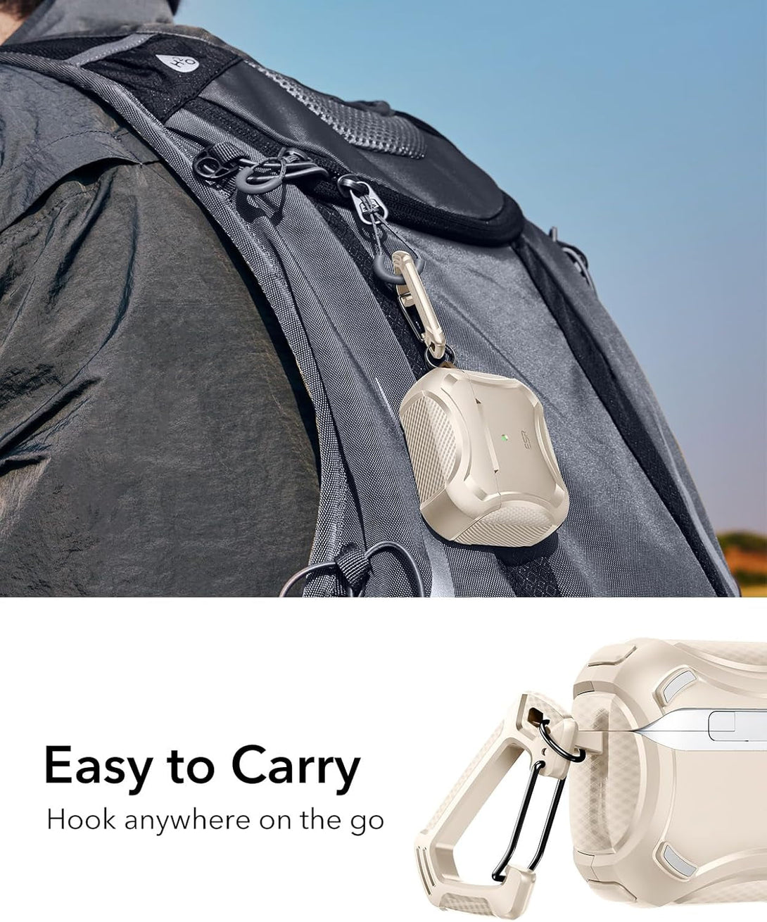 ESR for Airpods 4 Case (Halolock), Compatible with Airpods 4Th Generation Case (2024), Compatible with Magsafe, Powerful Drop Protection, Magnetic Lid, Cyber Series, Desert Titanium