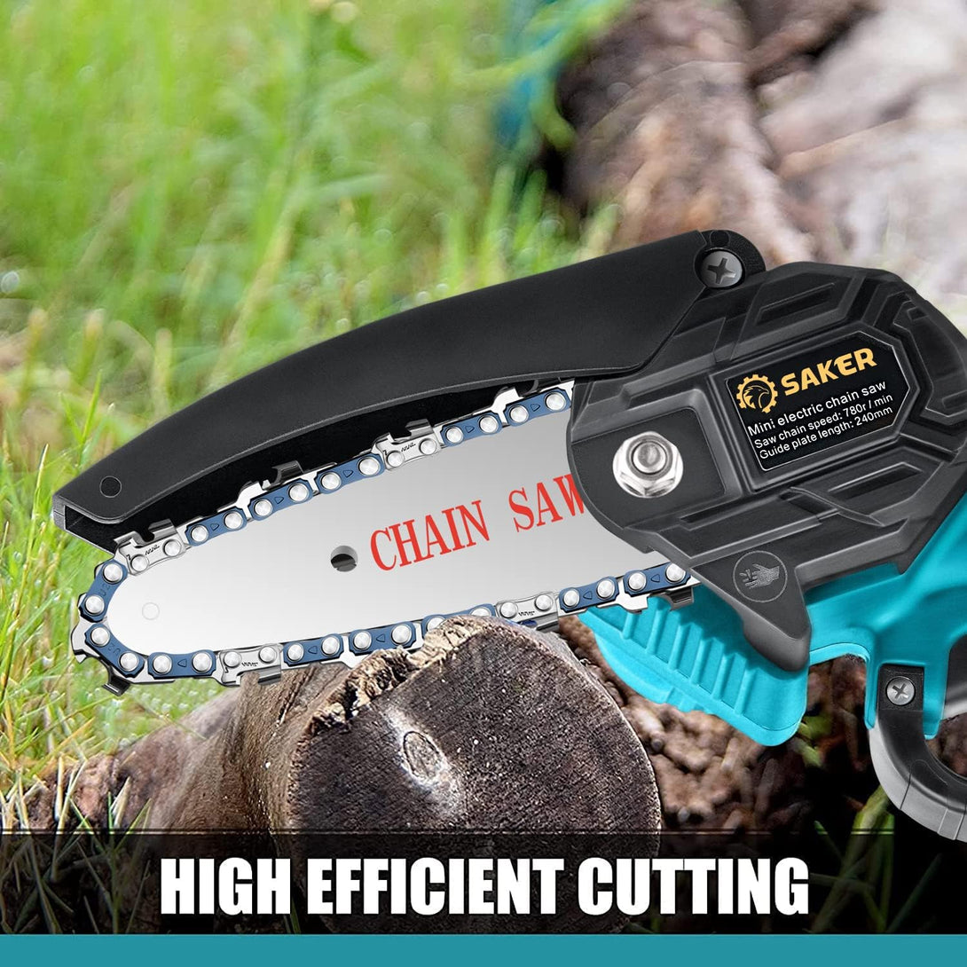 Saker Mini Chainsaw,4 Inch Portable Electric Chainsaw Cordless,Handheld Chain Saw Pruning Shears Chainsaw for Tree Branches, Courtyard, Household and Garden (Only 2*Chains)