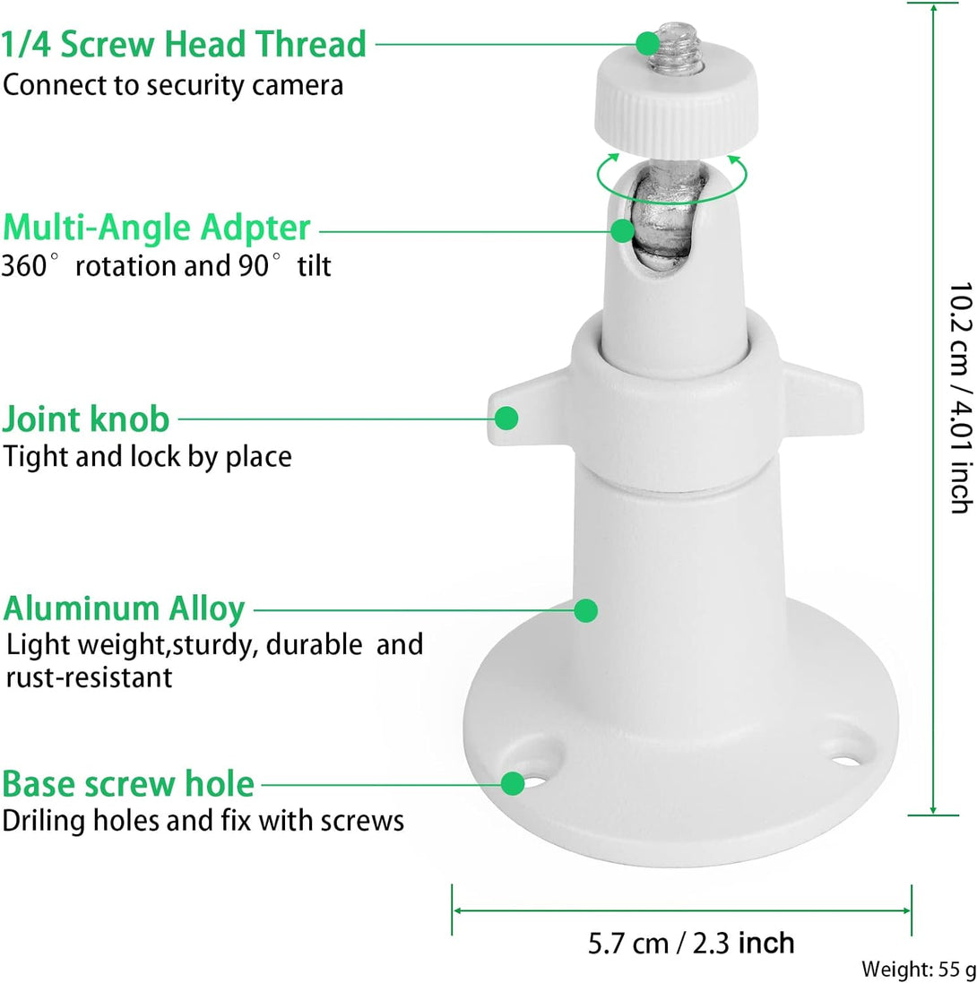 UYODM 2 Pack Wall Mount Holder Compatible with Simplisafe Outdoor Security Camera, 360°Rotation Security Bracket with 1/4 Screw Thread, Camera Not Included (White)