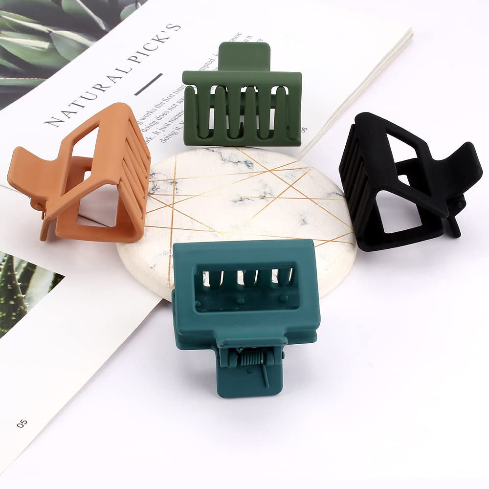 Ahoney 4 Pack Hair Clips: 2 Matte Clips, Square Claws for Thin and Thick Hair, Cute for Women