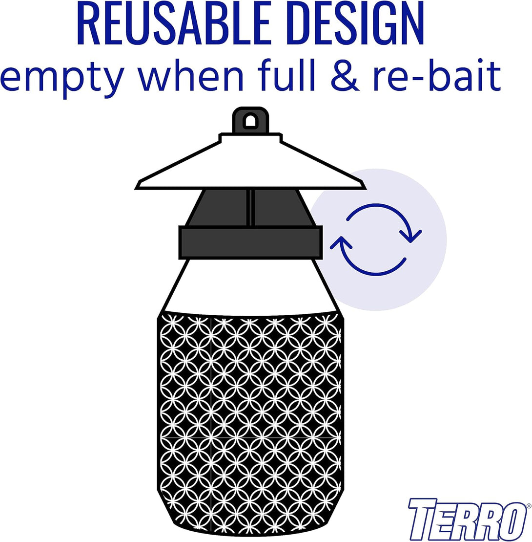 TERRO T380 Outdoor Reusable Fly Magnet Fly Trap - Poison Free Fly Killer and Trap with Bait