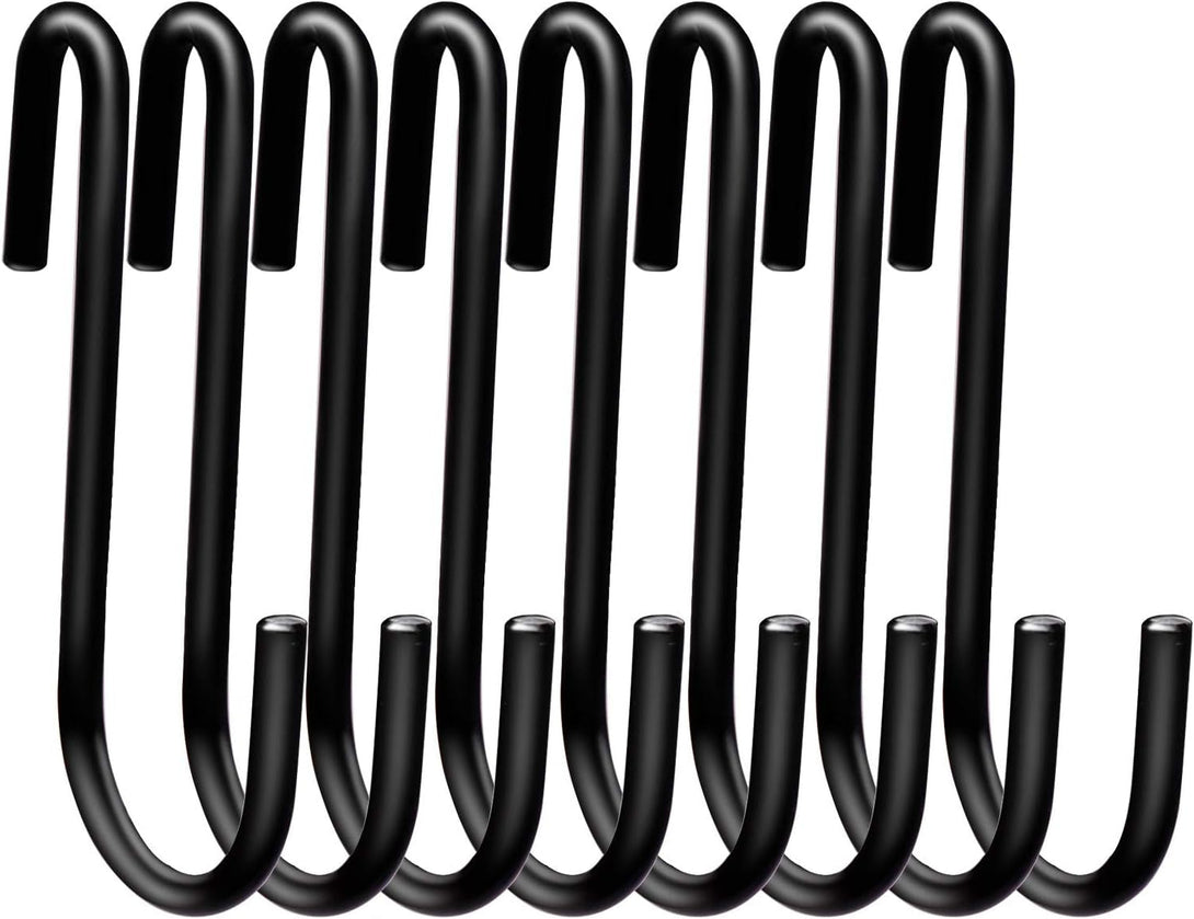 24 Pack ESFUN 3 Inch Heavy Duty S Hooks Black Pan Pot Holder Rack Hooks S Shaped Hanging Hooks Hangers for Kitchenware Spoons Pans Pots Utensils Clothes Bags Towels Plants