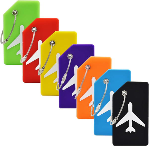 7 Pack Silicone Luggage Tag Baggage Handbag Travel Suitcase Tags with Name ID Card Perfect to Quickly Spot Luggage Suitcase (Multicolor