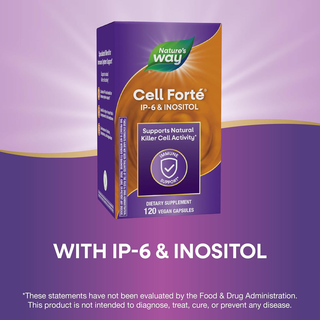 Nature'S Way Cell Forté IP-6 & Inositol, Supports Natural Killer Cell Activity*, Immune Support*, Gluten-Free, Vegan, 120 Capsules (Packaging May Vary)