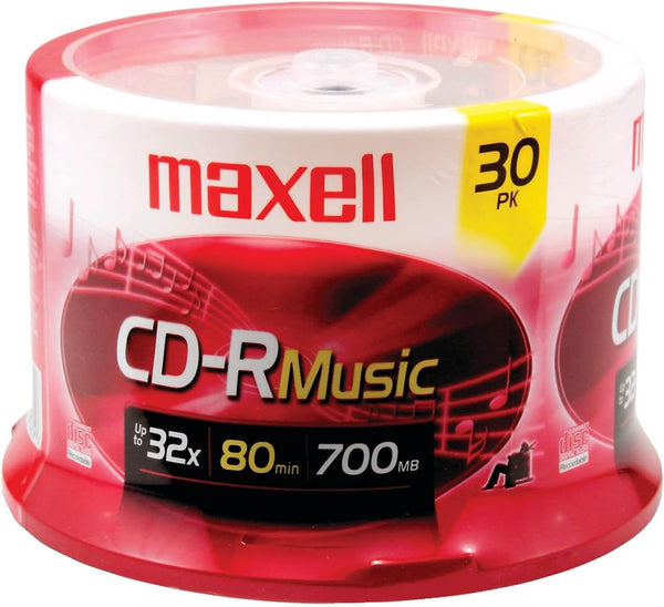 Maxell – 625335, Premium Quality Noise Free Surface Playback Recordable Cds 700Mb Storage – 32X, Write Speed 80 Minutes - Blank Cds, CD Storage & Reusable Spindle Case Holder – 30 Pack