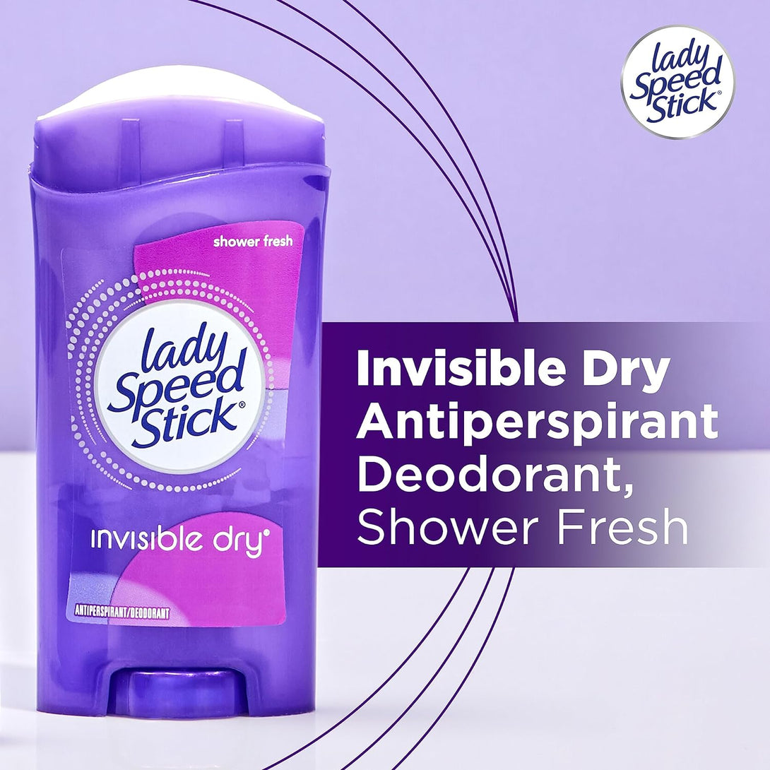 Lady Speed Stick Invisible Dry Antiperspirant Deodorant, Shower Fresh, 2.3Oz, 4 Pack