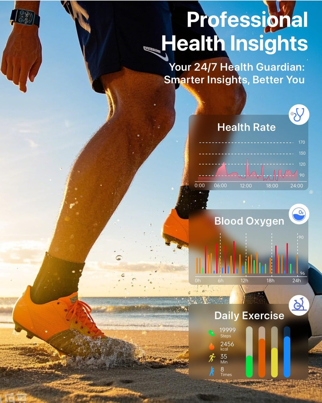 Smart Watches for Men - Activity Tracker for Android Ios with Calls,Fitness Tracker with 100+ Sport Modes, IP68 Waterproof, Heart Rate/Sleep Monitor, Spo2, Pedometer 1.83"(Black)