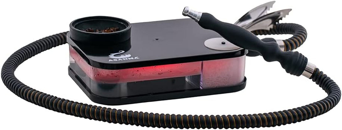 Acrylic Hookah Set Portable Personal Travel Flat Led Hookah Box with Everything Travel Case Silicone Bowl Silk Hookah Hose Tongs Magical LED Light for Better Shisha Hookah Narguile Smoking