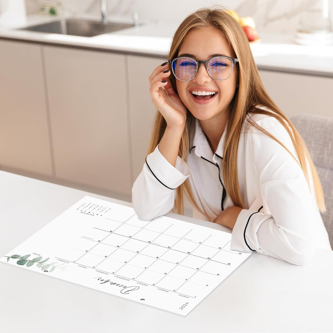 Aesthetic 2024-2025 Desk Calendar - Runs from January 2024 until July 2025 - the Perfect Desktop/Wall Calendar 17"X11" for Easy Organizing