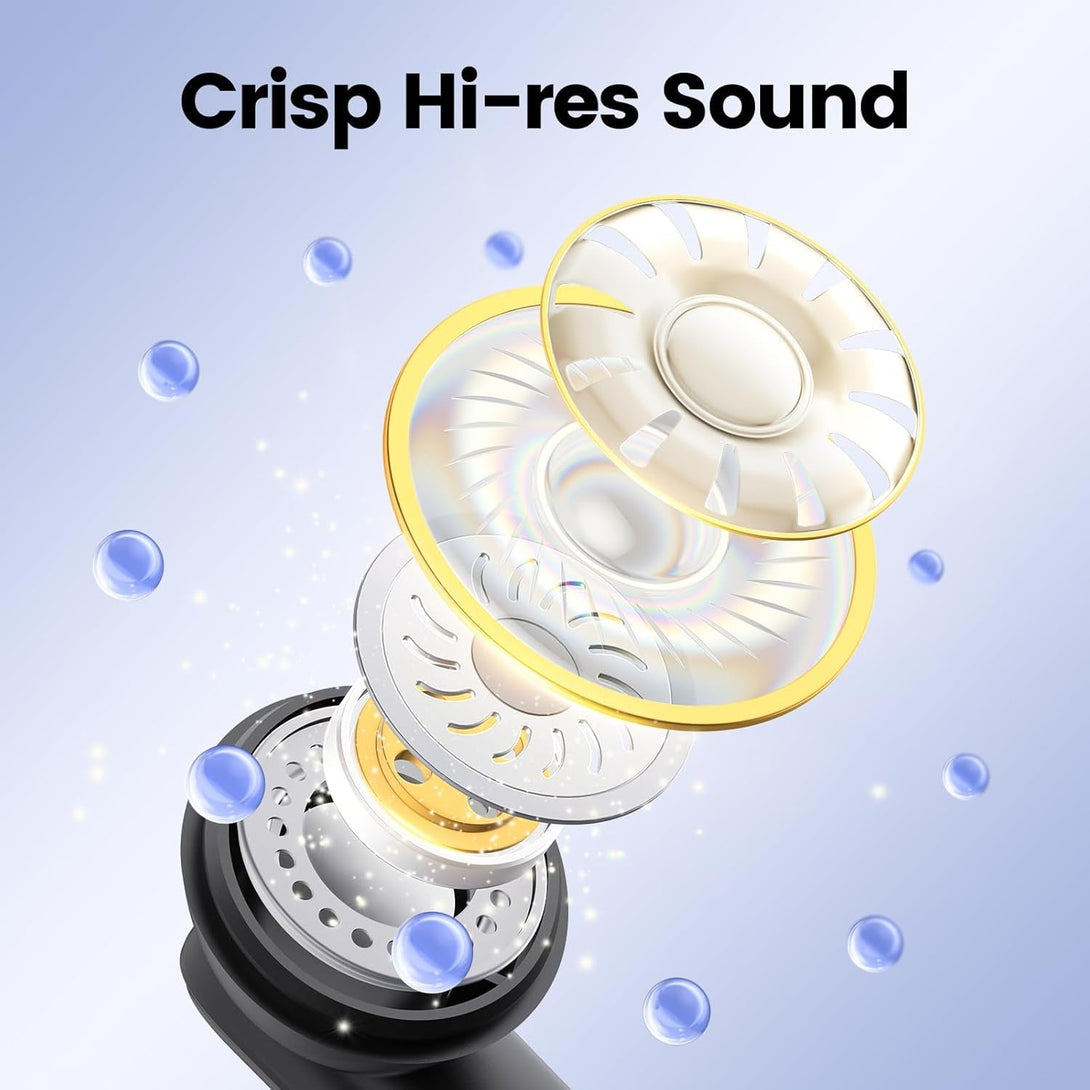 Wireless Earbuds Bluetooth 5.3 Headphones Hifi Stereo Deep Bass Ear Buds 68H Long Playtime Earphones with LED Display Charging Case IPX7 Waterproof for Phones Tablets Laptops Sports Black