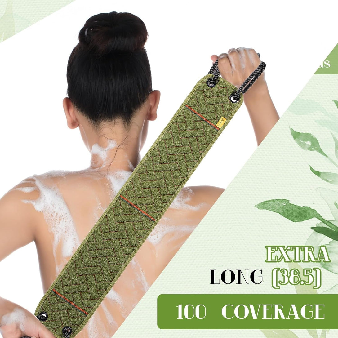 Long Body Scrubber Man Back Shower Double-Sided Exfoliating Body Scrubbers Exfoliating Cloth with Long Upgraded Handled Shower Scrubber for Men Bath Exfoliator