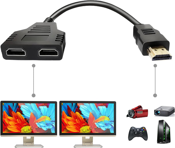 BATU HDMI Splitter Adapter Cable - HDMI Splitter 1 in 2 Out HDMI Male to Dual HDMI Female 1 to 2 Way for HDMI HD, LED, LCD, TV, Support Two the Same Tvs at the Same Time 1080P 30Cm