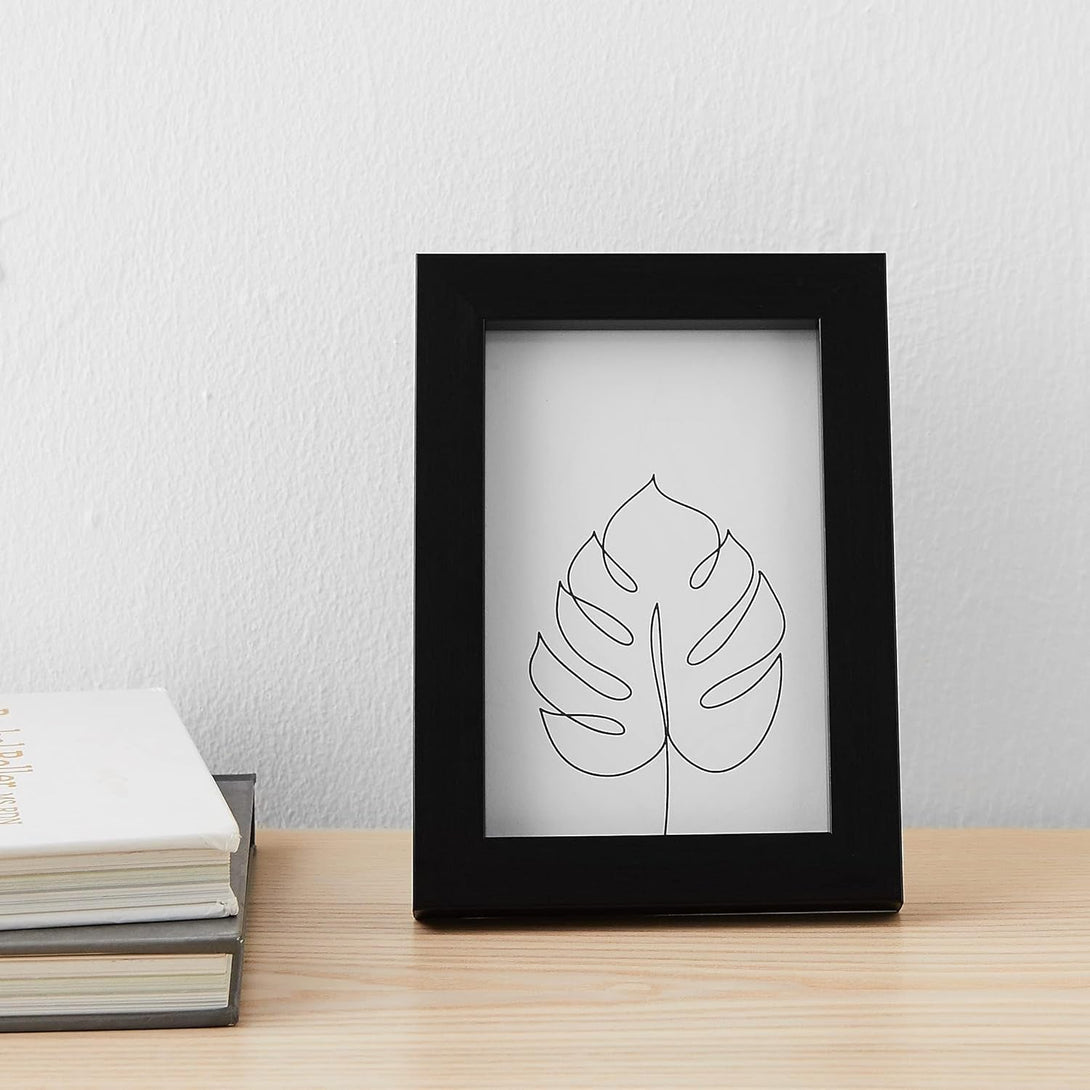 Amazon Basics Rectangular Photo Picture Frame, 6 X 4 Inches, Pack of 5, Black