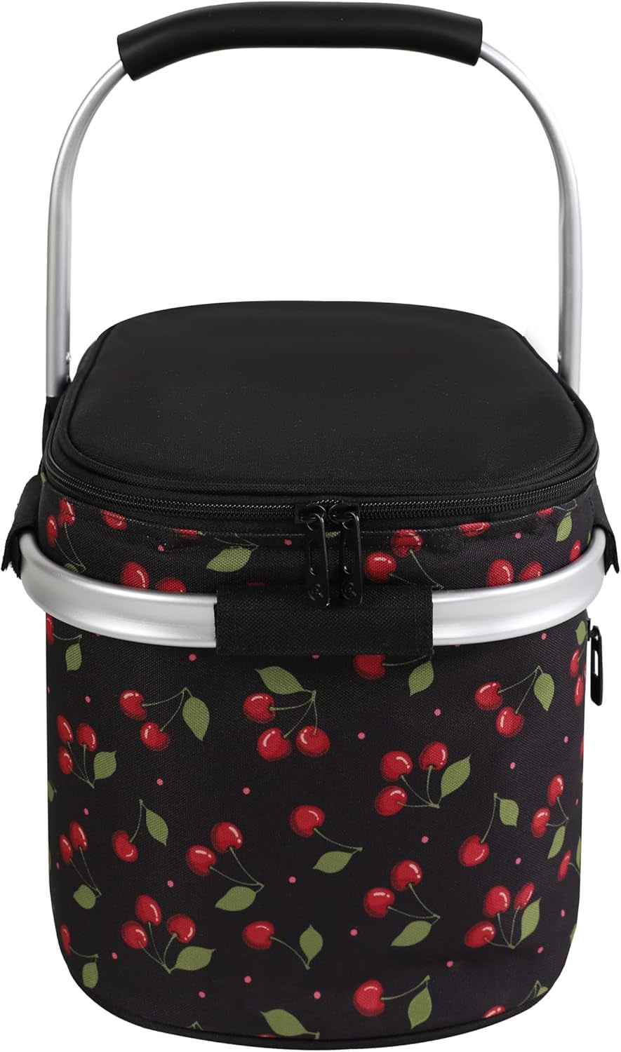 ALLCAMP Insulated Cooler Bag Portable Collapsible Picnic Basket Cooler with Sewn in Frame (Medium Cherry Pattern)