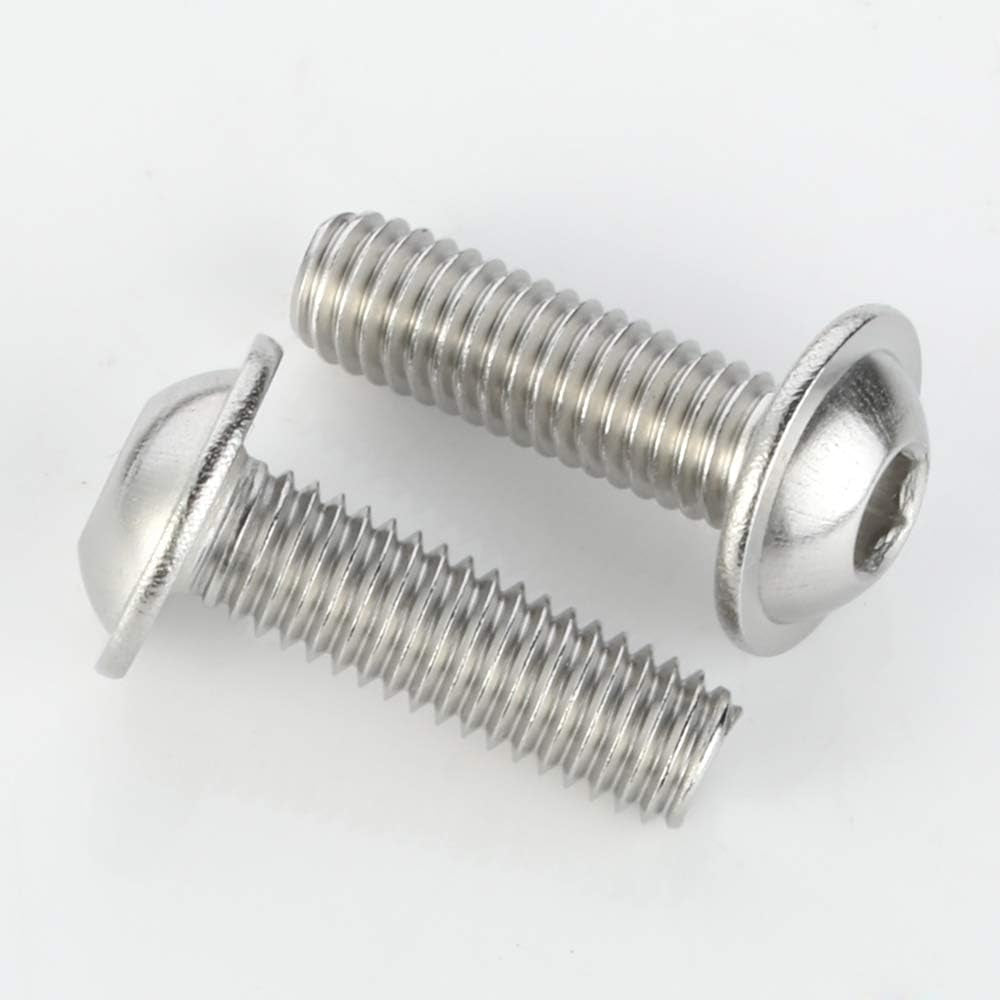 M6-1.0 X 12Mm 16Mm 20Mm 25Mm 30Mm Flanged Button Head Socket Cap Screws, 304 Stainless Steel 18-8, Bright Finish, Fully Threaded, 50 PCS