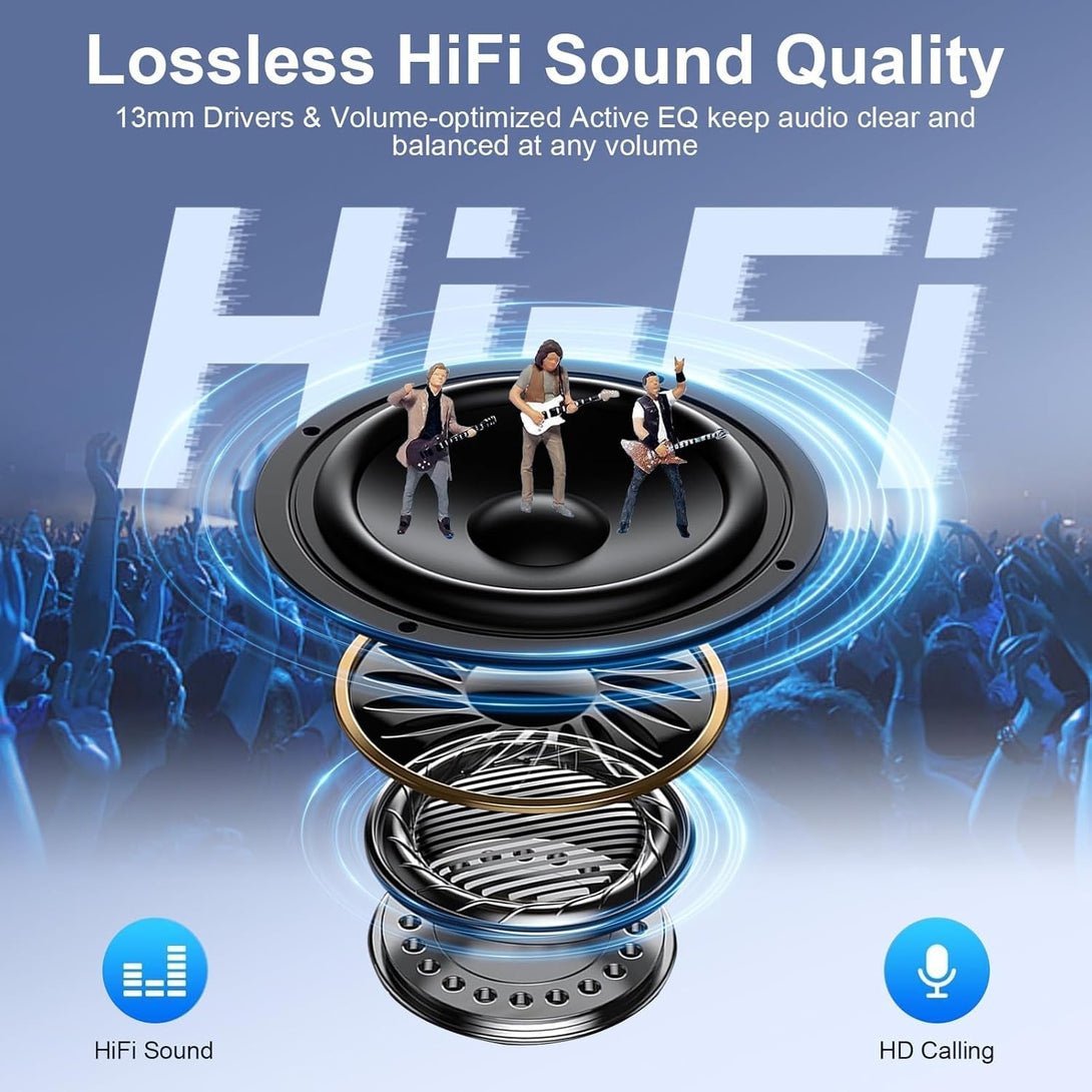 Wireless Earbuds Bluetooth 5.3 Headphones,Noise Cancelling Earbuds with Deep Bass 60H Playback Stereo Ear Buds with Mic LED Display Charging Case IPX7 Waterproof in Ear Earphone for Phone Laptop Sport