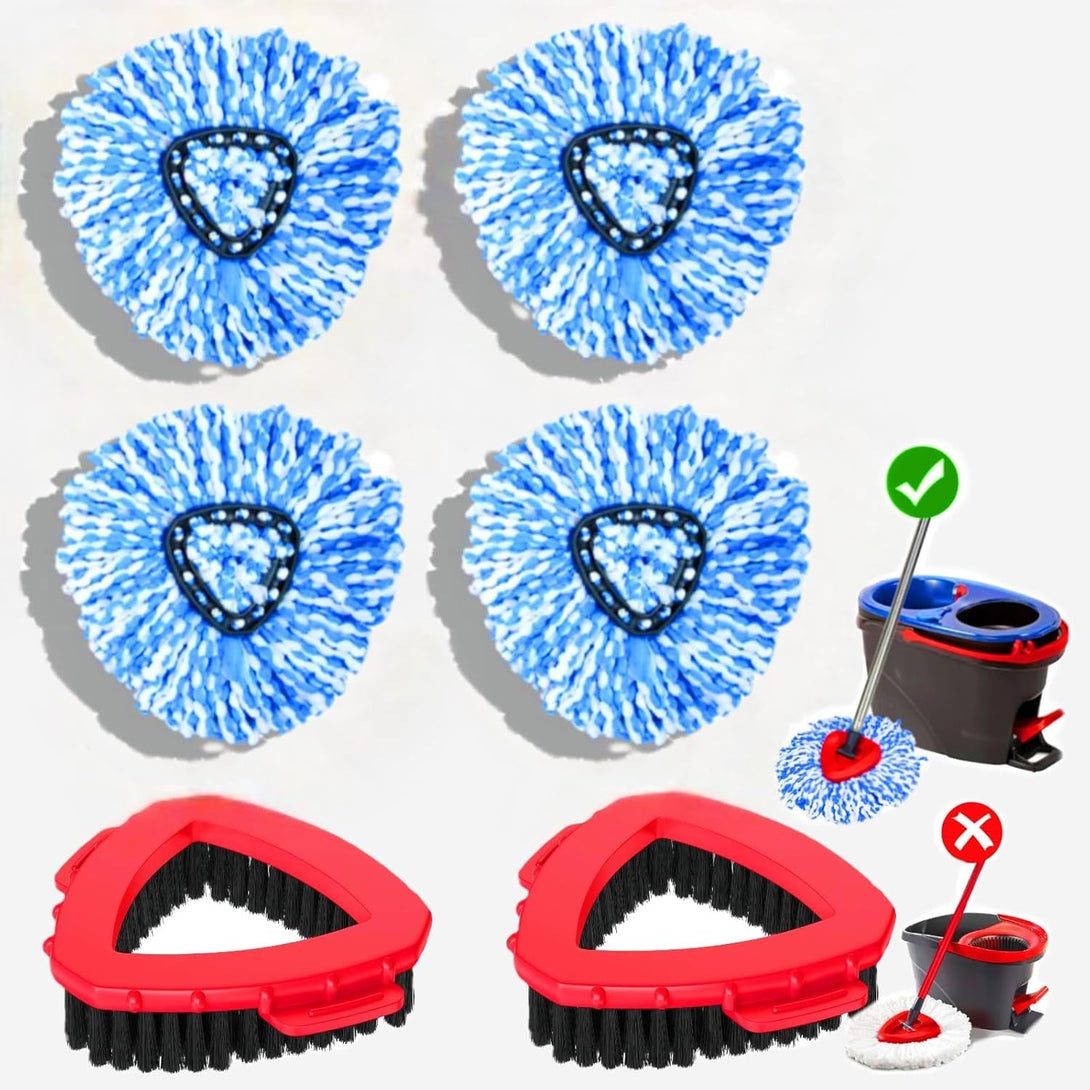 6 Pack Spin Mop Replacement Head, Spin Mop Scrub Brush,Microfiber Mop Refills, Easy to Replace,For Bathroom,Kitchen,Tub and Tile,Easy Cleaning,Suitable for Ocedar Rinseclean 2-Tank System Spin Mop(G)