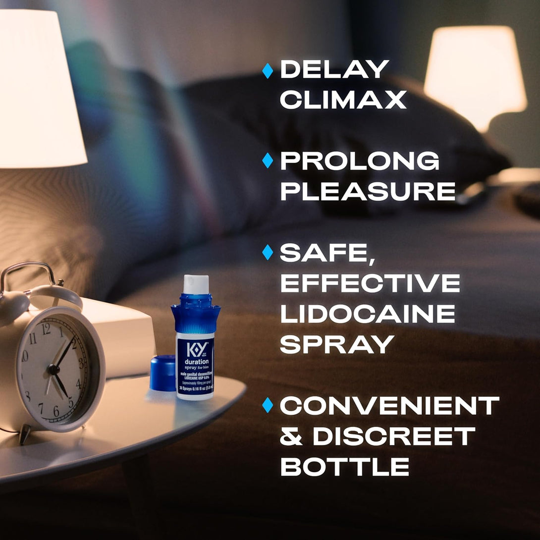 K-Y Duration Delay Spray, Numbing Climax Spray for Men & Lidocaine Desensitizing Spray, Climax Control, Sex Accessories for Adults Couples, Last Longer in Bed, 0.16 FL OZ (36 Sprays)