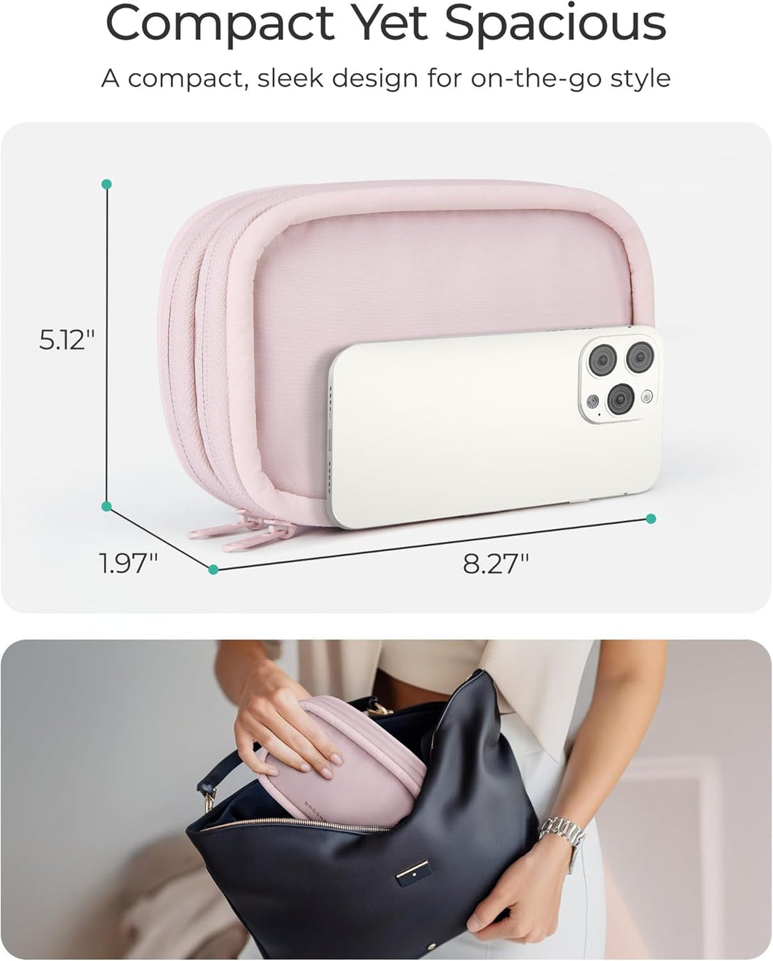 BAGSMART Electronics Organizer Travel Case, Cord Organizer for Women, Travel Cable Bag (Beige)