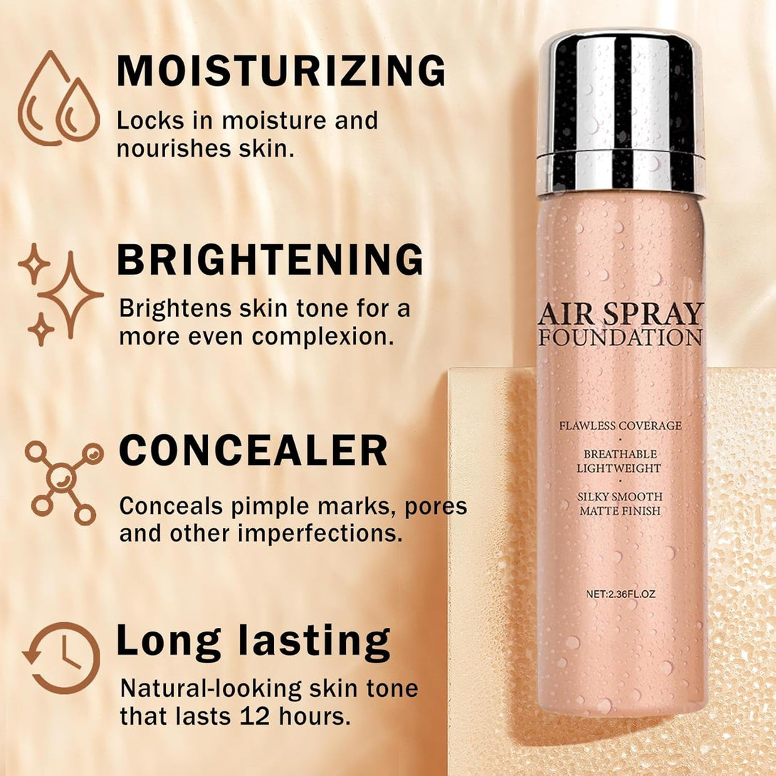 Air Brush Makeup Foundation,Flawless Airbrush Foundation for Older Women,Teenagers,Middle-Aged and Mature Skin,Buildable Coverage with Anti-Aging Formula for Smooth Radiant Skin (02 Beige)