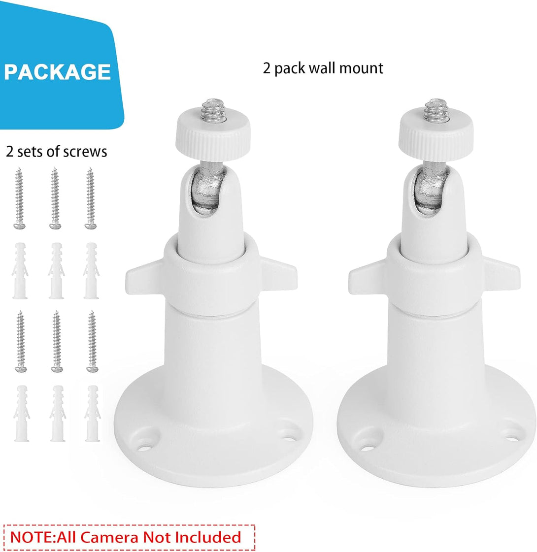 UYODM 2 Pack Wall Mount Holder Compatible with Simplisafe Outdoor Security Camera, 360°Rotation Security Bracket with 1/4 Screw Thread, Camera Not Included (White)