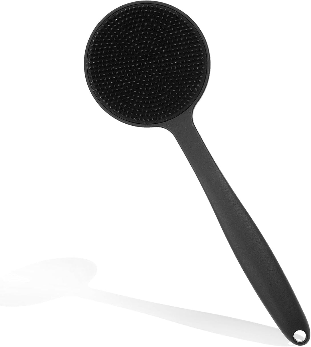Silicone Back Scrubber for Shower Bath Body Brush Exfoliating Shower Brush Short Handle Back Scrubber for Men Long Lasting Bath & Shower Accessories
