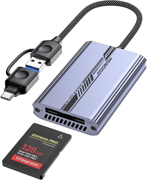 Cfexpress Card Reader, USB 3.2 10Gbps Cfexpress Tyep B Card Reader, USB C Portable Aluminum Memory Card Adapter Compatible with Iphone 15 Pro, Ipad Pro, PC, Laptop, Smart Phone, Tablet Computer