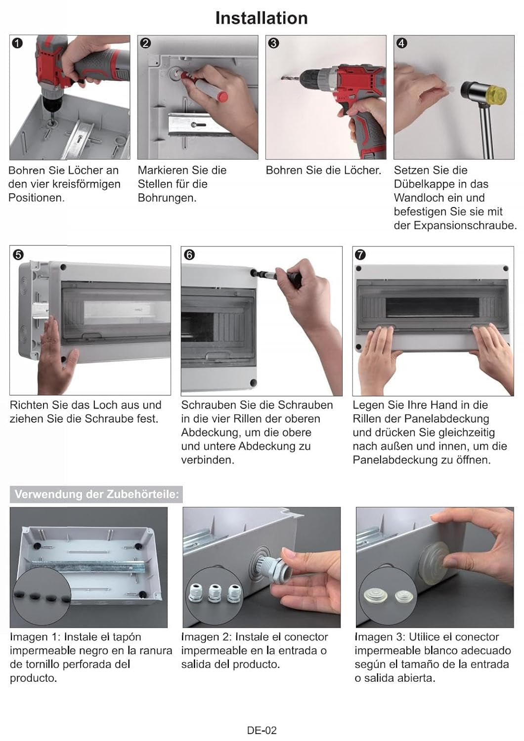 5 Way Circuit Breaker MCB Distribution Protection Box with DIN Rail, IP65 Waterproof,For Indoor and Outdoor