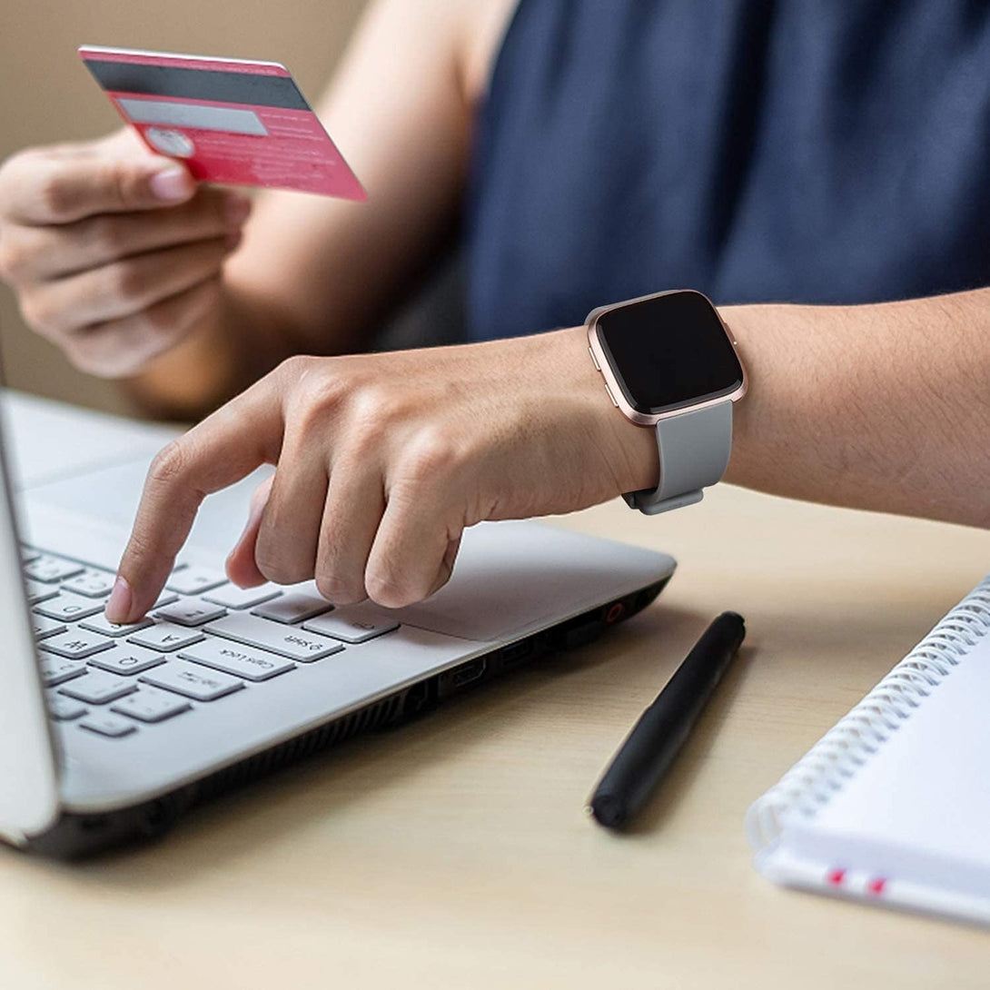 6 Pack Sport Bands Compatible with Fitbit Versa, Classic Soft Silicone Replacement Wristbands for Smart Watch Women Men (6 Pack A, Small)