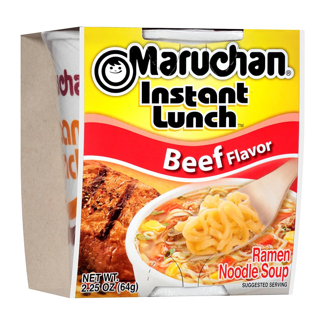 Maruchan Instant Lunch Beef, Ramen Noodle Soup, Microwaveable Meal, 2.25 Oz, 12 Count