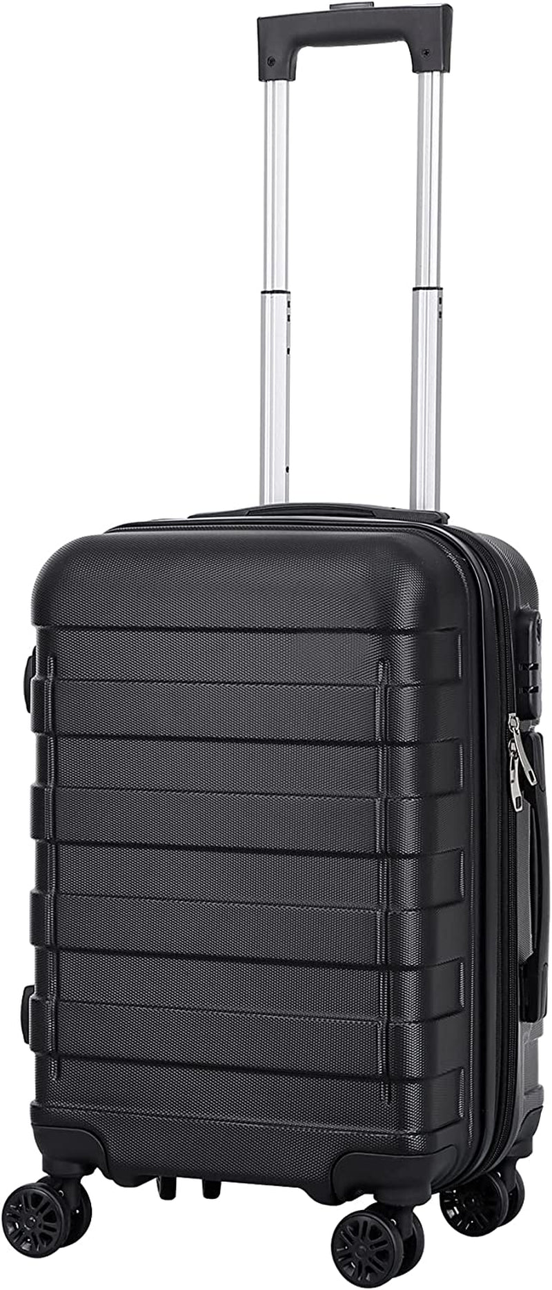 SUPER DEAL 21 Inch Hardside Expandable Carry on Luggage with Spinner Wheels, Lightweight Suitcase Durable Rolling Luggage for Business Trips and Travel, Height Adjustable Handle and Side Feet, Black