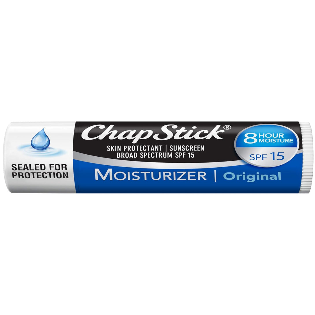 Chapstick Moisturizer Original Lip Balm Tubes, SPF 15 and Skin Protectant - 0.15 Oz (Pack of 3)