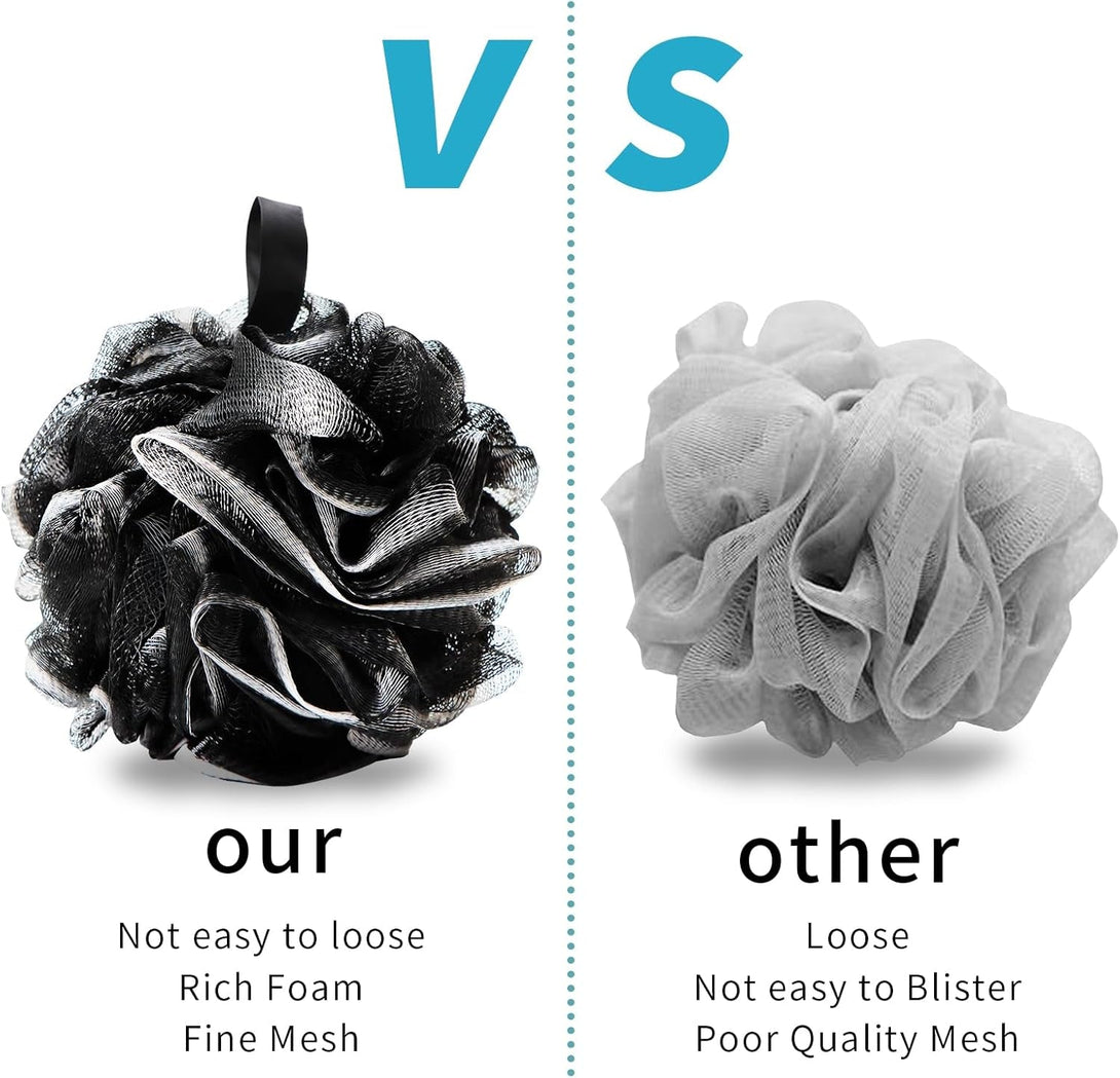 Loofah Sponge Soft Mesh Shower Puffs for Body Wash Bath Sponge Body Scrubber for Women & Men Body Exfoliator-Bathing Accessories(60G L 4Pcs)