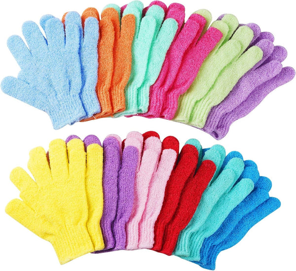 24 Pcs Exfoliating Shower Gloves,Double Sided Exfoliating Bath Gloves Deep Clean Dead Skin for Spa Massage Beauty Skin Shower Body Scrubber Bathing Accessories.-12 Multi-Colors