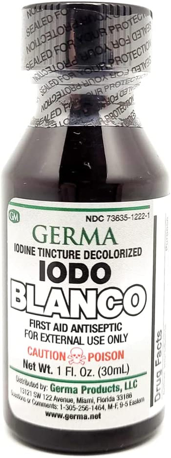 Germa Iodine Tincture Decolorized Colorless White Clear Iodo YODO Blanco Liquid