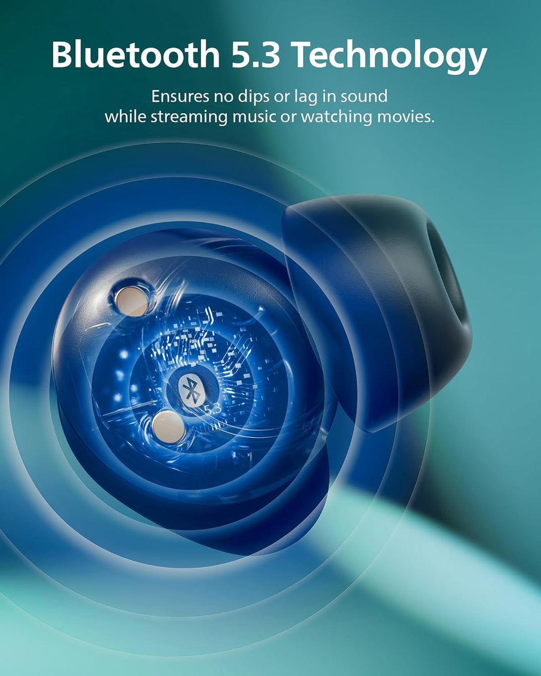 PHILIPS TAT1219 Wireless Earbuds,True Wireless Headphones,Powerful Bass with 10 Mm Driver,Clear Call Quality with AI Mic,18 H Battery Life,Bluetooth 5.3,IPX4 Rating,Ergonomic Design for Comfort,Black