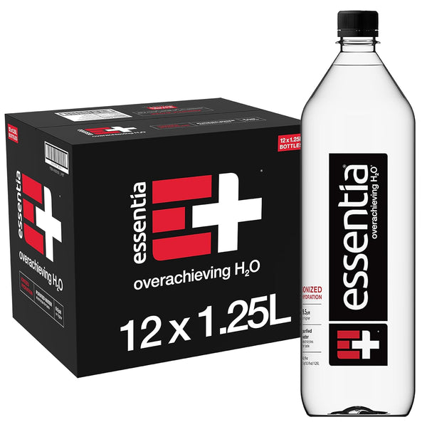 Essentia Water LLC , 99.9% Pure, Infused with Electrolytes for a Smooth Taste, Ph 9.5 or Higher; Ionized Alkaline Water, Black, 42.3 Fl Oz (Pack of 12)