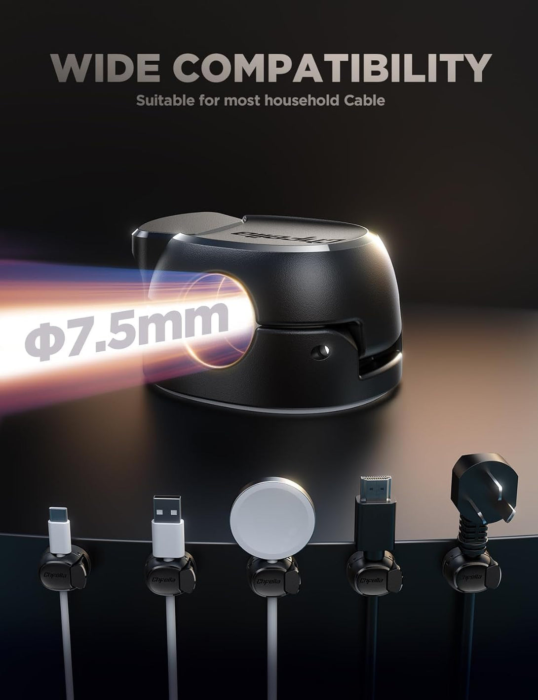 8Pack Cord Organizer [Dual Spring & Clasp, Max Secure] Cable Clips - Chfeila Cable Management, Adhesive Phone Charging Wire Holder for Nightstand/Wall, Home Office Desk Accessories Decor Essentials