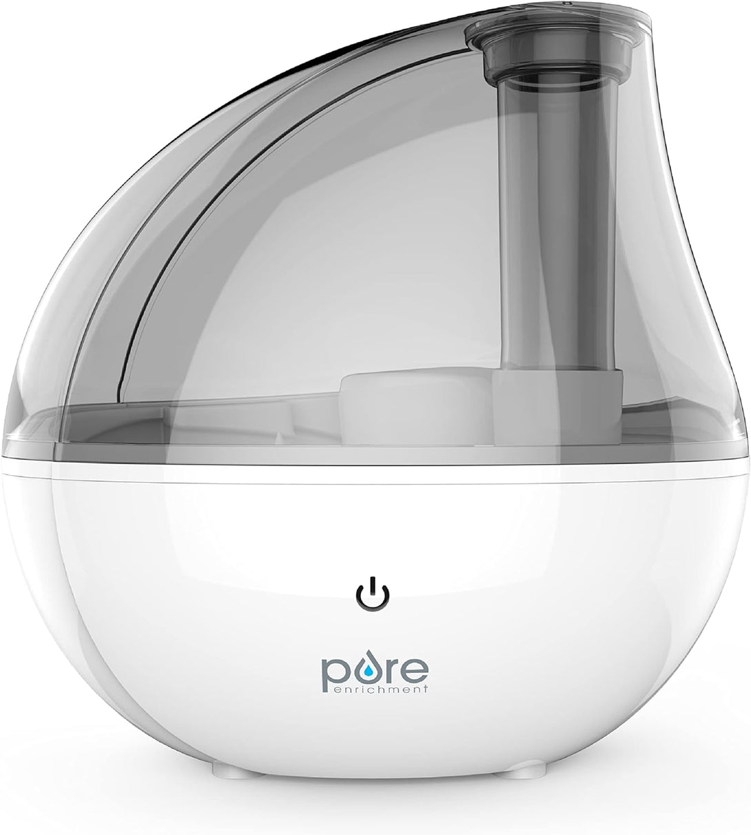 Pure Enrichment Mistaire Silver Ultrasonic Cool Mist Humidifier for Bedroom, Office, Nursery & Indoor Plants - Lasts up to 25 Hours, Whisper-Quiet Operation, Optional Night Light, & Auto Shut-Off